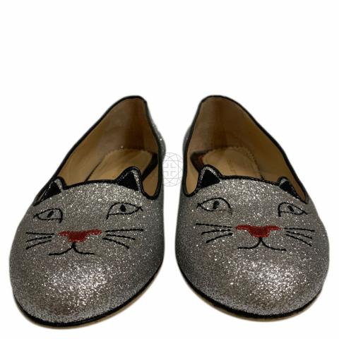 Charlotte olympia discount glitter kitty flats